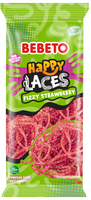 Bebeto Fizzy Strawberry Happy Laces 140g