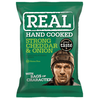 Real Hand Cooked Strong Cheddar & Onion Crisps 35g
